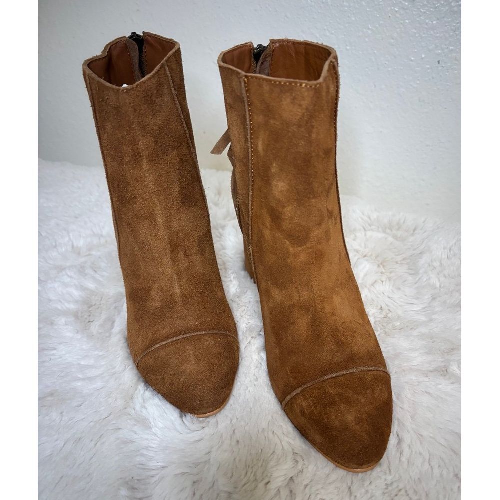 Vintage Havana Leather Suede Booties with Zip Size 9